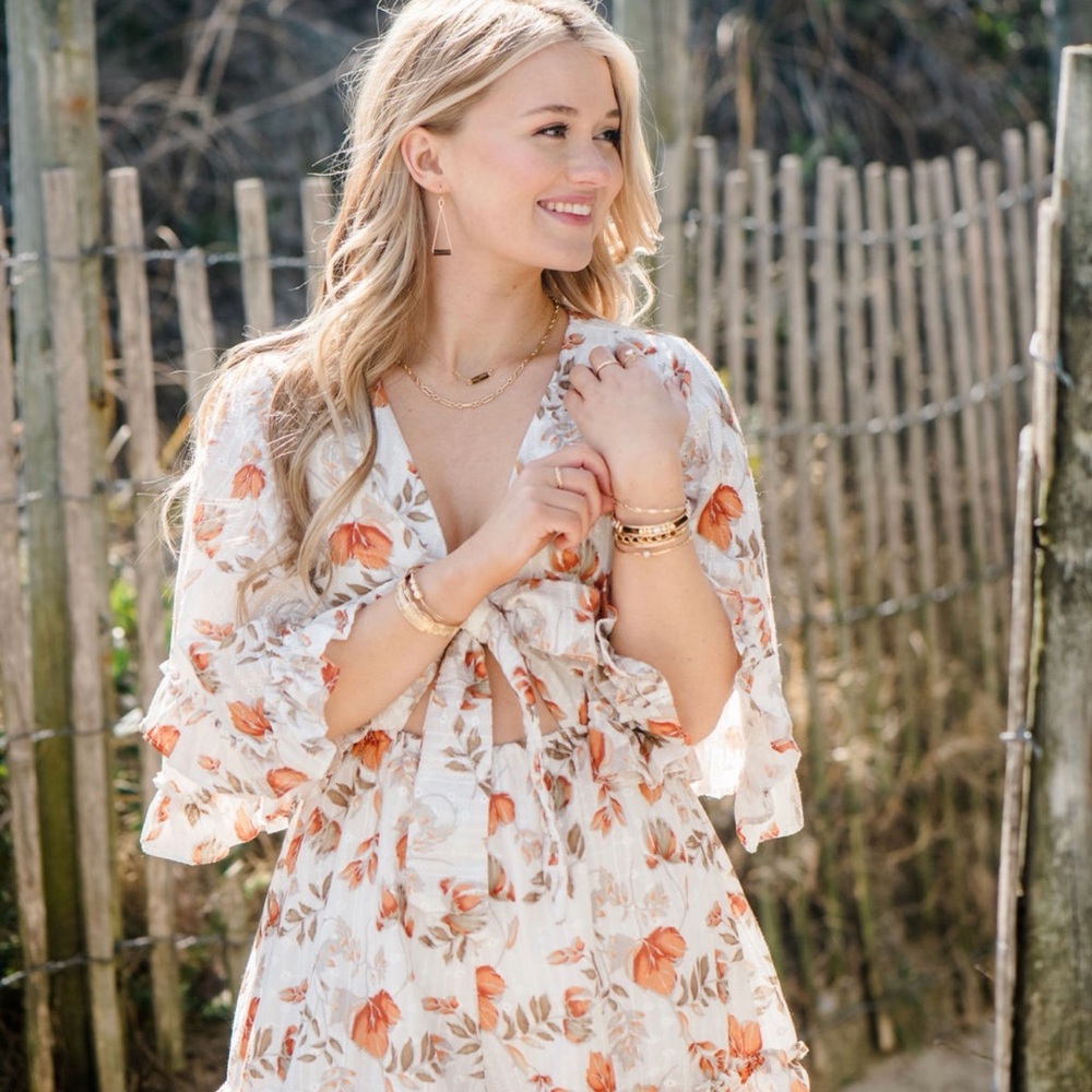 Floral romper with Bell Sleeves